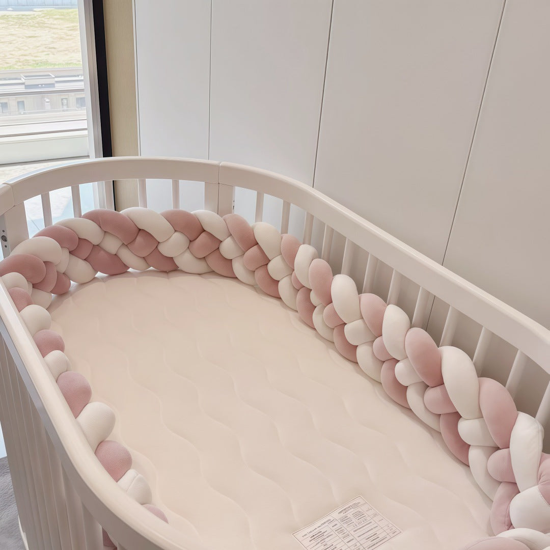 Treccia Paracolpi Neonato 4 Fili – Rosa Cipria e Bianco