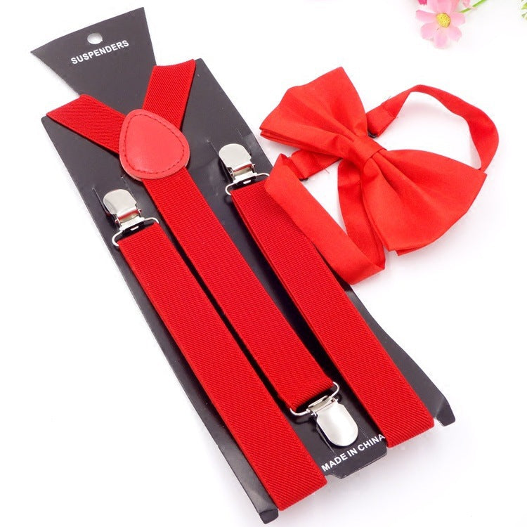 Set elegante bimbo con papillon e bretelle  regolabili