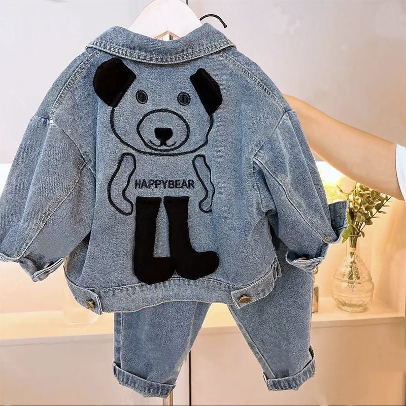 Set 3pz bimbo in denim cagnolino