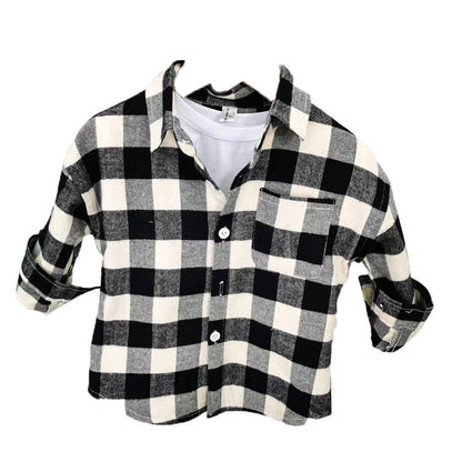 Completo Bambino a Quadri con Camicia e Pantaloni Cargo – Stile Casual e Comodo