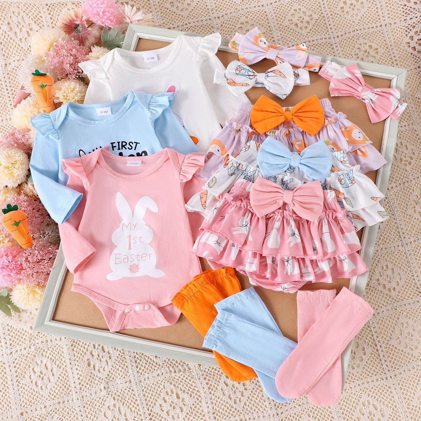 Set Completo 4pz bimba  Neonata "Bunny & Carrot"