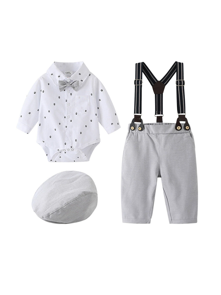 Completo Elegante Bambino Grigio con Bretelle – Primavera