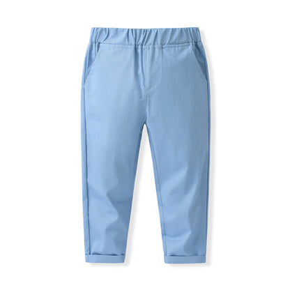 Completo elegante azzurro per bambino – 3 pezzi con camicia, gilet e pantaloni