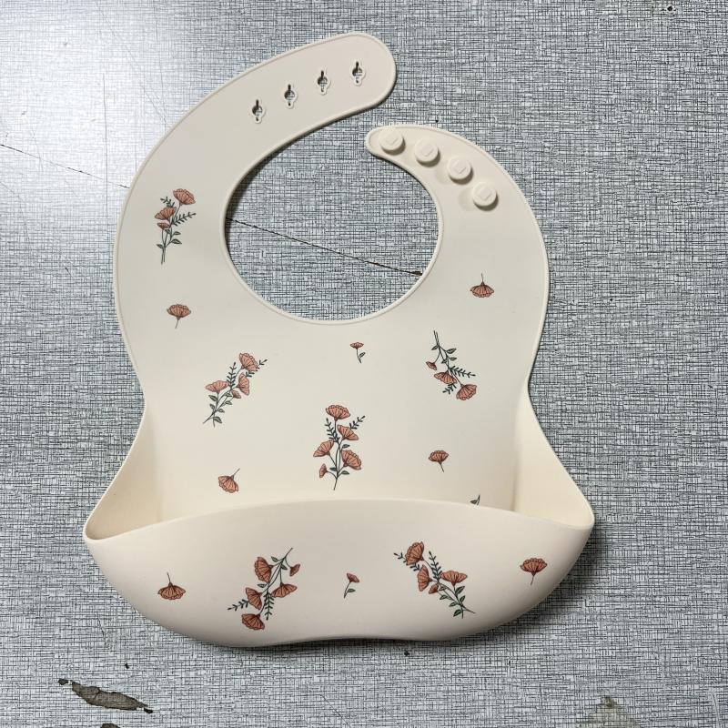 Bavaglino in Silicone   Fantasia Floreale Beige