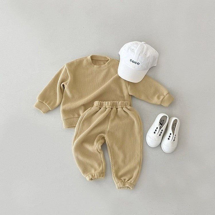 Set Completo Bambino in Cotone a Costine – Maglia + Pantaloni, Colori Pastello