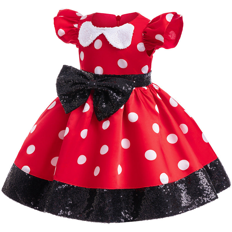 Vestito Rosso Pois con Cerchietto - Costume Classico per Bambine Minnie