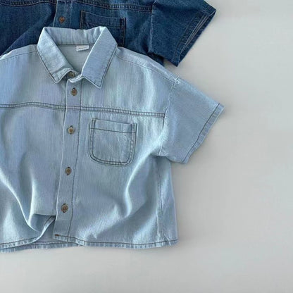 Set 3 Pezzi Bambino in Denim e Cotone