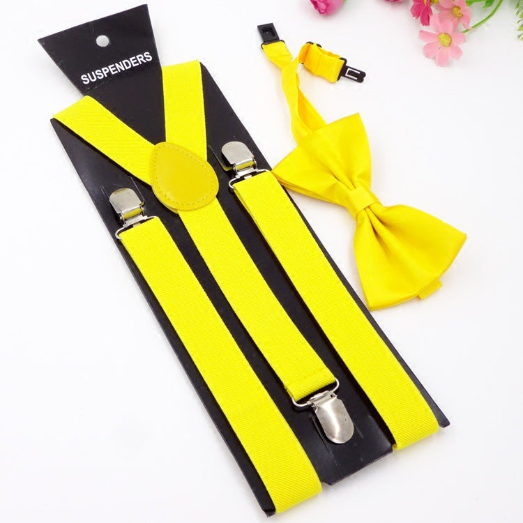 Set elegante bimbo con papillon e bretelle  regolabili