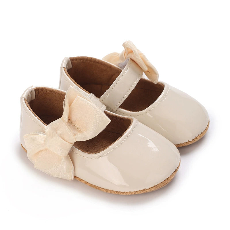 Scarpine Neonata Vernice con Fiocco – Morbide, Antiscivolo