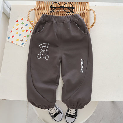 Pantaloni Jogger Bambino con Stampa Orsetto 95% cotone