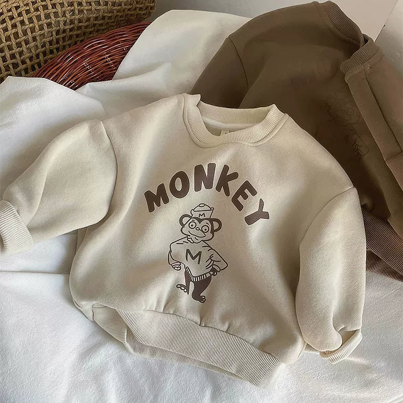Felpa Bambino “Monkey” in Cotone – Calda e Divertente