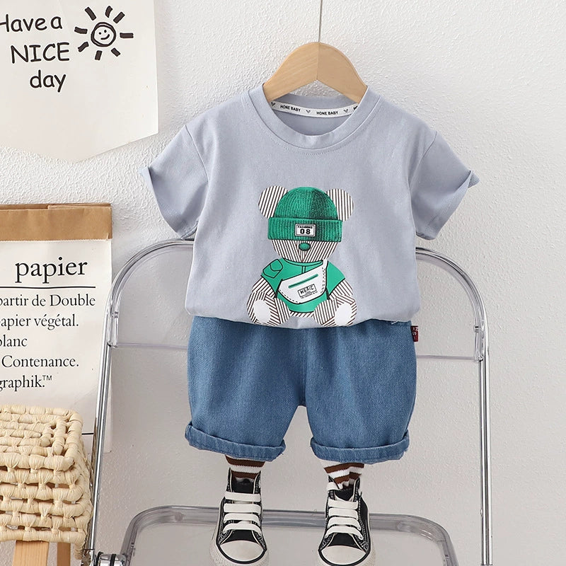 Completino bimbo t-shirt orsetto  e short