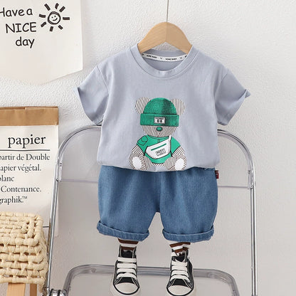 Completino bimbo t-shirt orsetto  e short