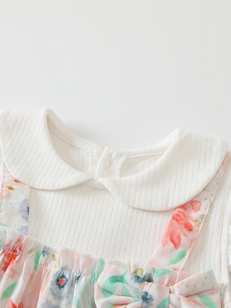 PAGLIACCETTO Estivo Neonata con Fascia Stampa Floreale e Colletto