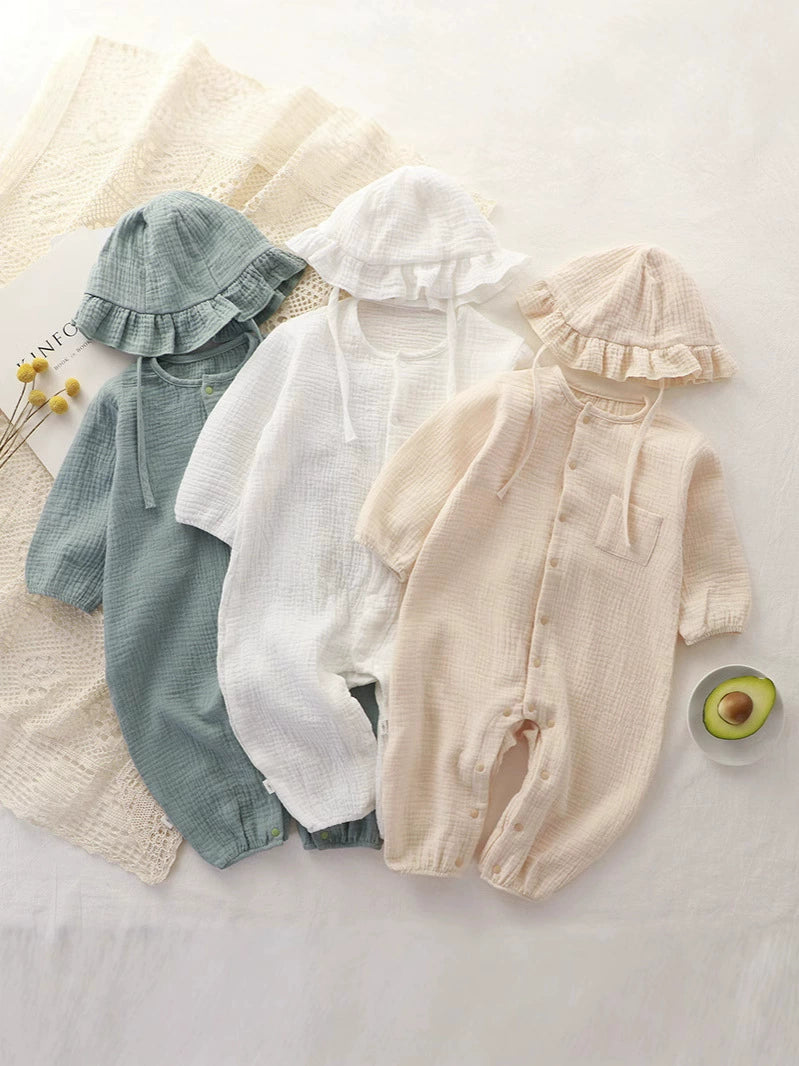 Tutina Neonato in Mussola con Cappellino