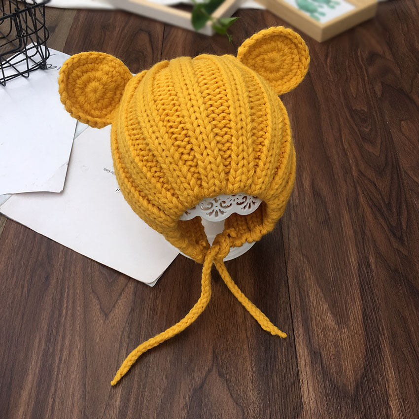 Cappellino Neonato/a Neutro Invernale a Maglia con Orecchie – Disponibile in Vari Colori