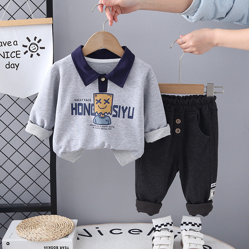 Completo Casual Bimbo "Cool Mood"  Felpa con Colletto e Pantaloni