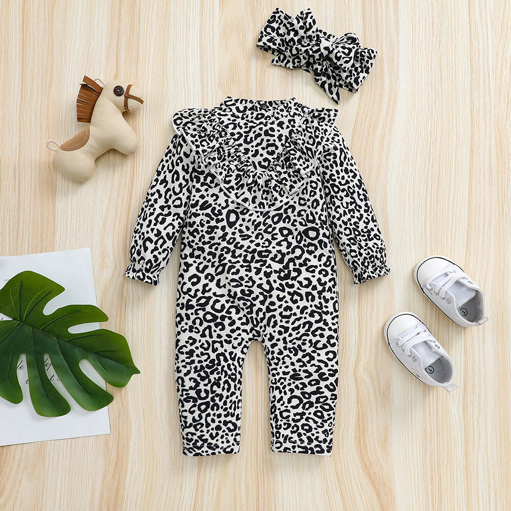 Tutina Neonata Animalier con Fascia Abbinata – Look Grintoso e Comodo