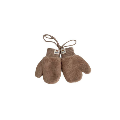 Guanti Bimbo in Peluche con Cordino –