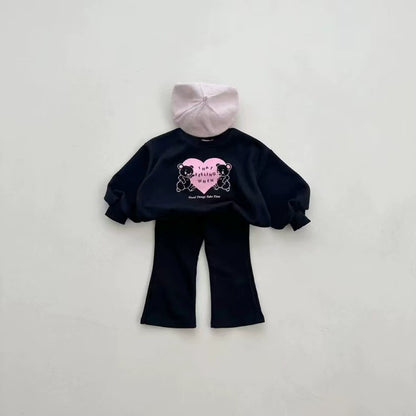 Completo Bimba con Orsetti – Felpa e Pantalone Svasato in Cotone Morbido
