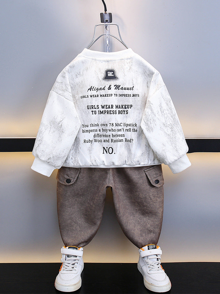 Set Bambino 2 Pezzi – Felpa a Effetto Marmorizzato con Pantaloni Cargo
