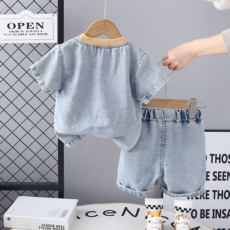 Completo Casual Bambino in Stile Denim con Scritta "Hope" 95% cotone