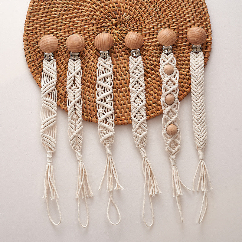 Portaciuccio Macramé in Cotone e Legno - Stile Natura Moderna