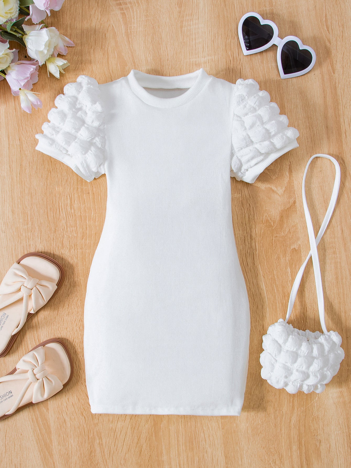 Vestito Elegante Bambina con Maniche a Palloncino