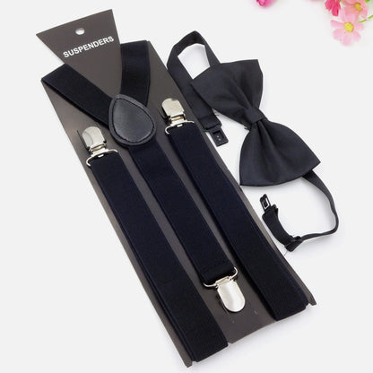Set elegante bimbo con papillon e bretelle  regolabili
