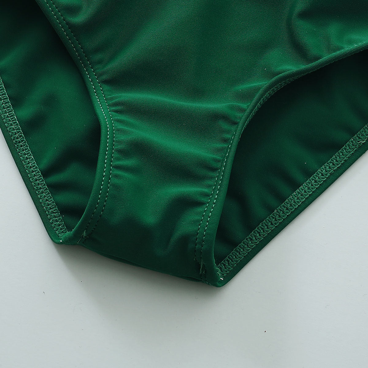 Costume Mare Bimba 3 Pezzi  Top con Stampa Tropicale, Slip Verde e Fascia Coordinata