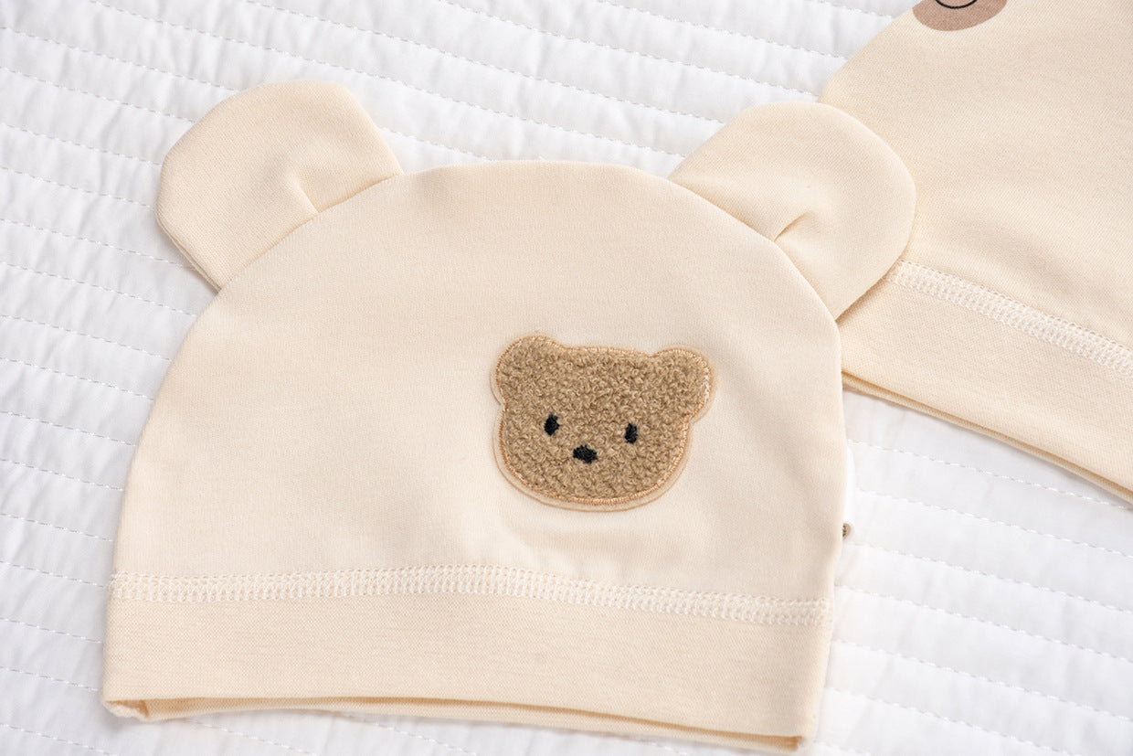 Cappellino Estivo Neutro neonato/a Bimbo/ Bimba  con orecchie – Orsetto beige