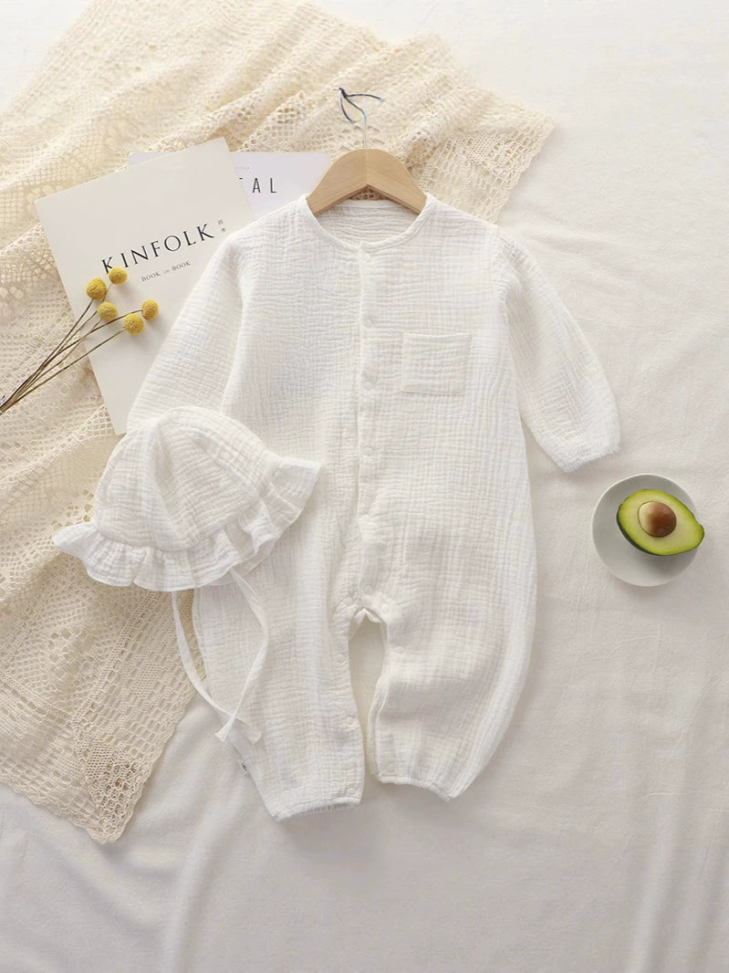 Tutina Neonato in Mussola con Cappellino