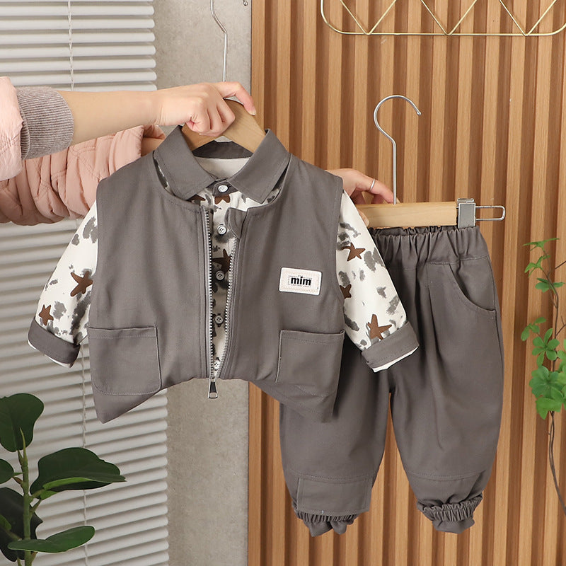 Completo Primaverile Bimbo "Star Style"   Camicia, Gilet e Pantaloni
