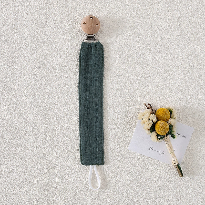 Catenella Portaciuccio in Tessuto con Clip in Legno – Stile Naturale