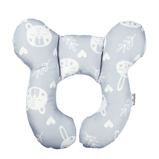 Cuscino Antiplagiocefalia Neonato Fantasia Orsetti e Conigli Grigio – Supporto Ergonomico Testa e Collo