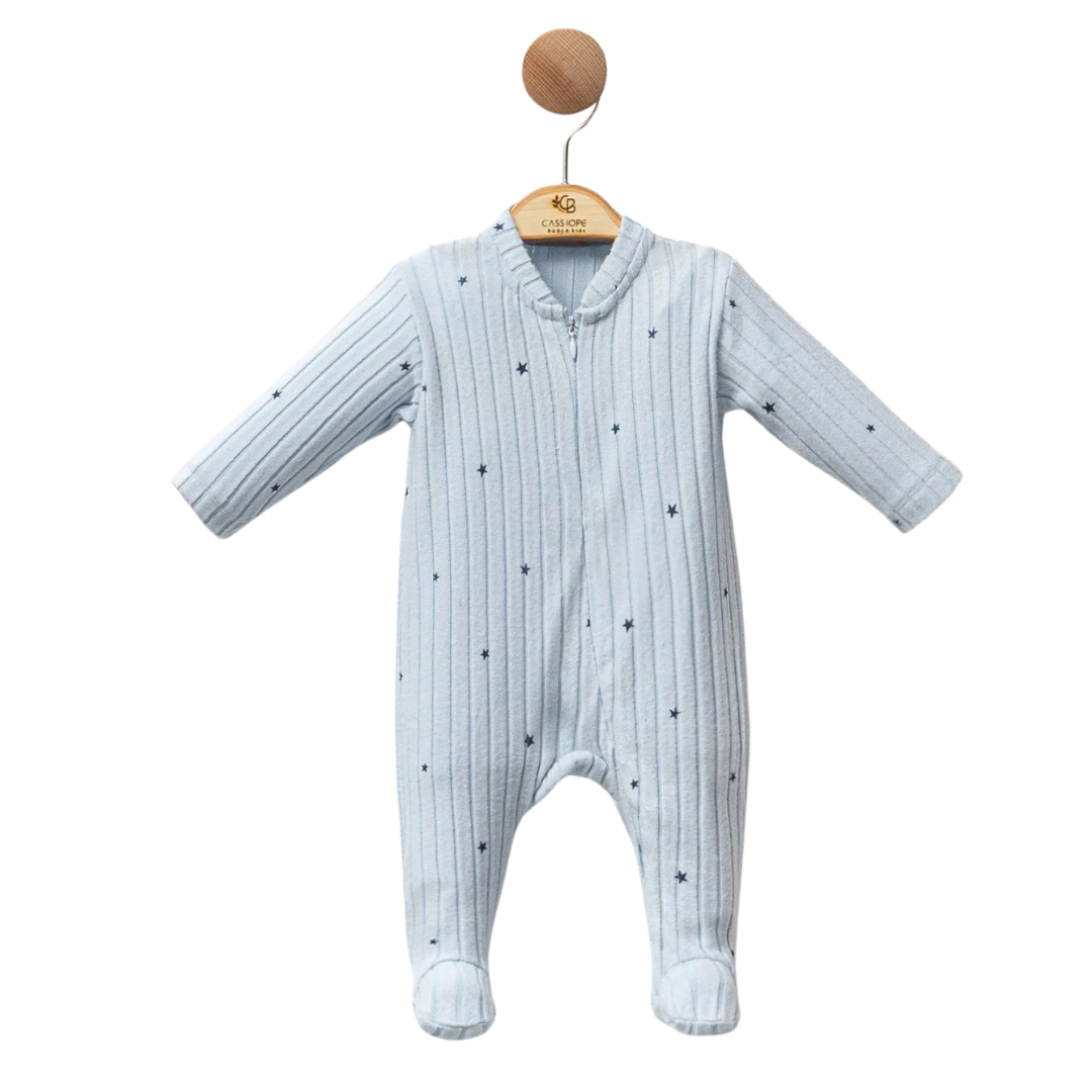 Tutina Neonato/ Bimbo Caldo Cotone Stelline Azzurra