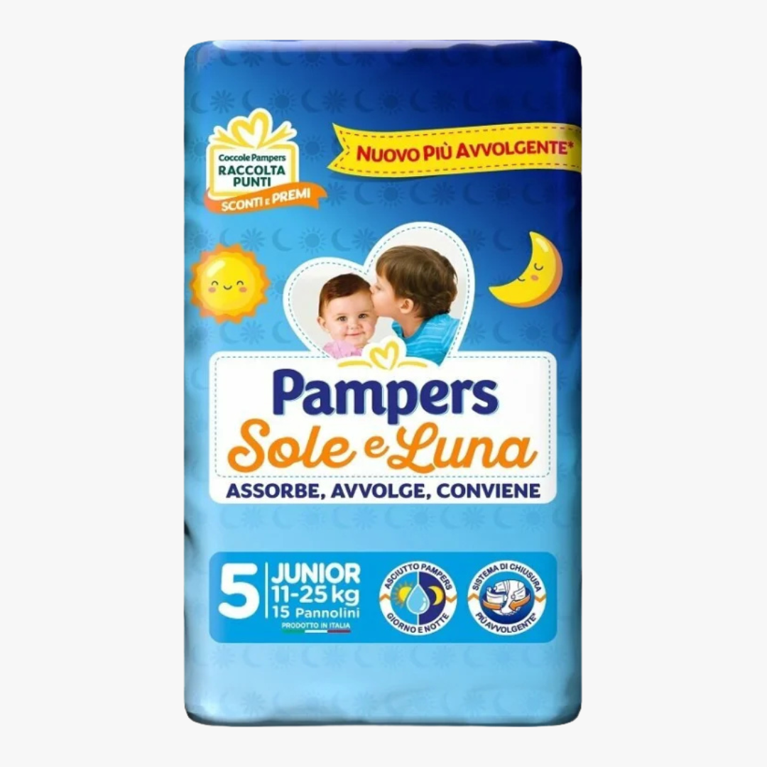 Pannolini Pampers sole e luna 5., 15 pannolini