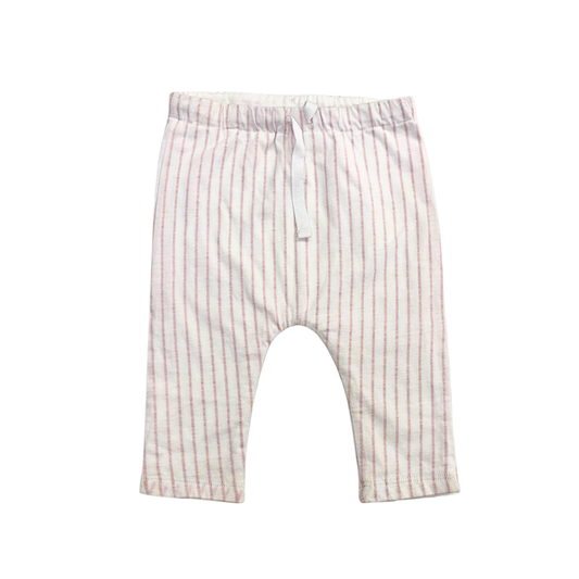 Pantalone Neonata Bianchi a Righe Sottili Rosa