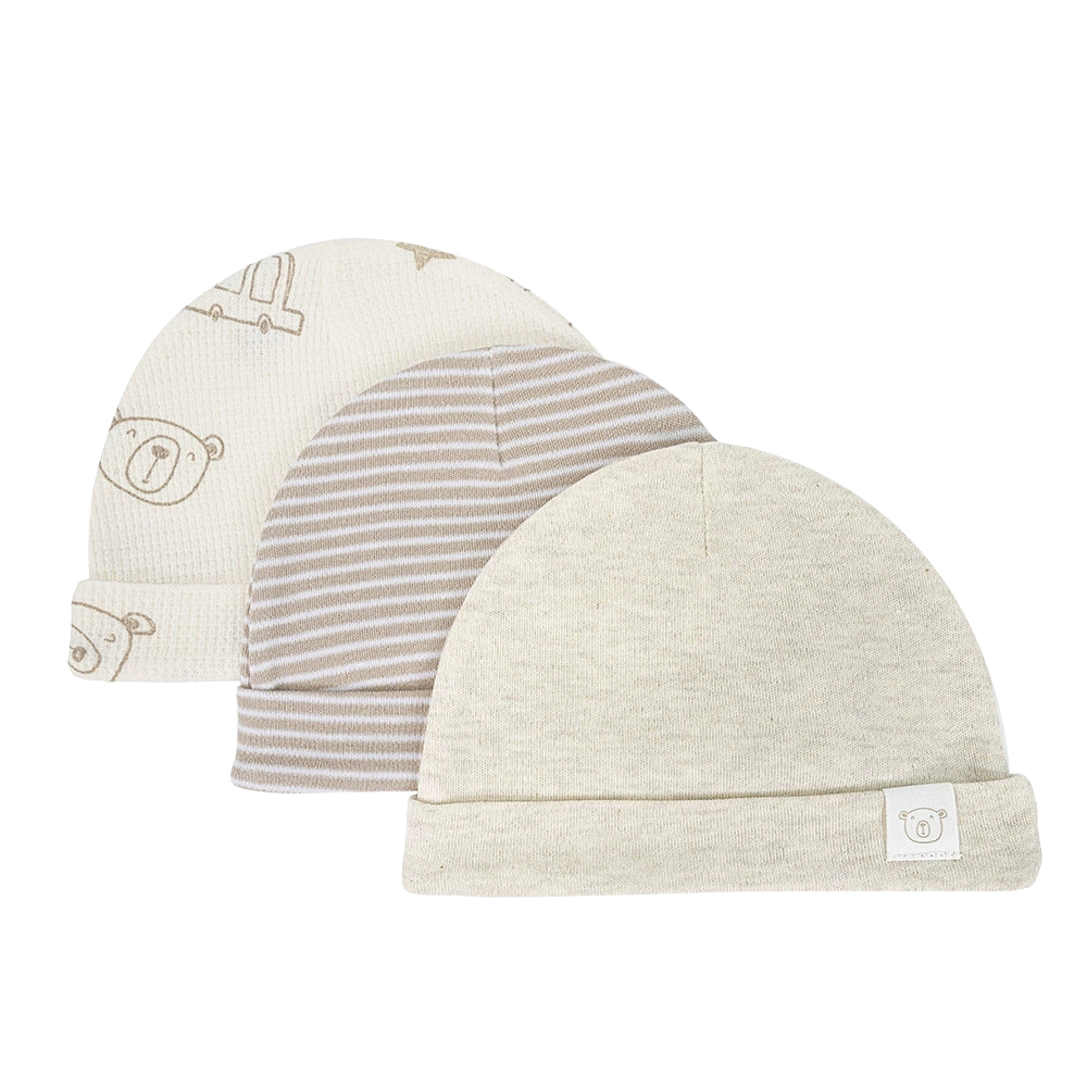 Set 3 Cappellini in Cotone per Neonato Caldo e Antivento
