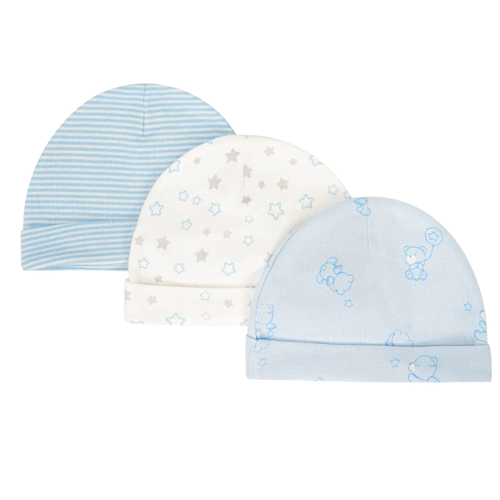 Set 3 Cappellini in Cotone per Neonato Caldo e Antivento