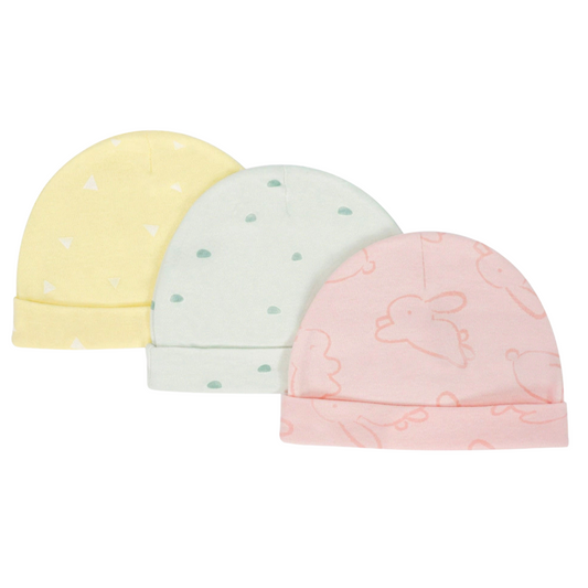 Set 3 Cappellini in Cotone per Neonato Caldo e Antivento