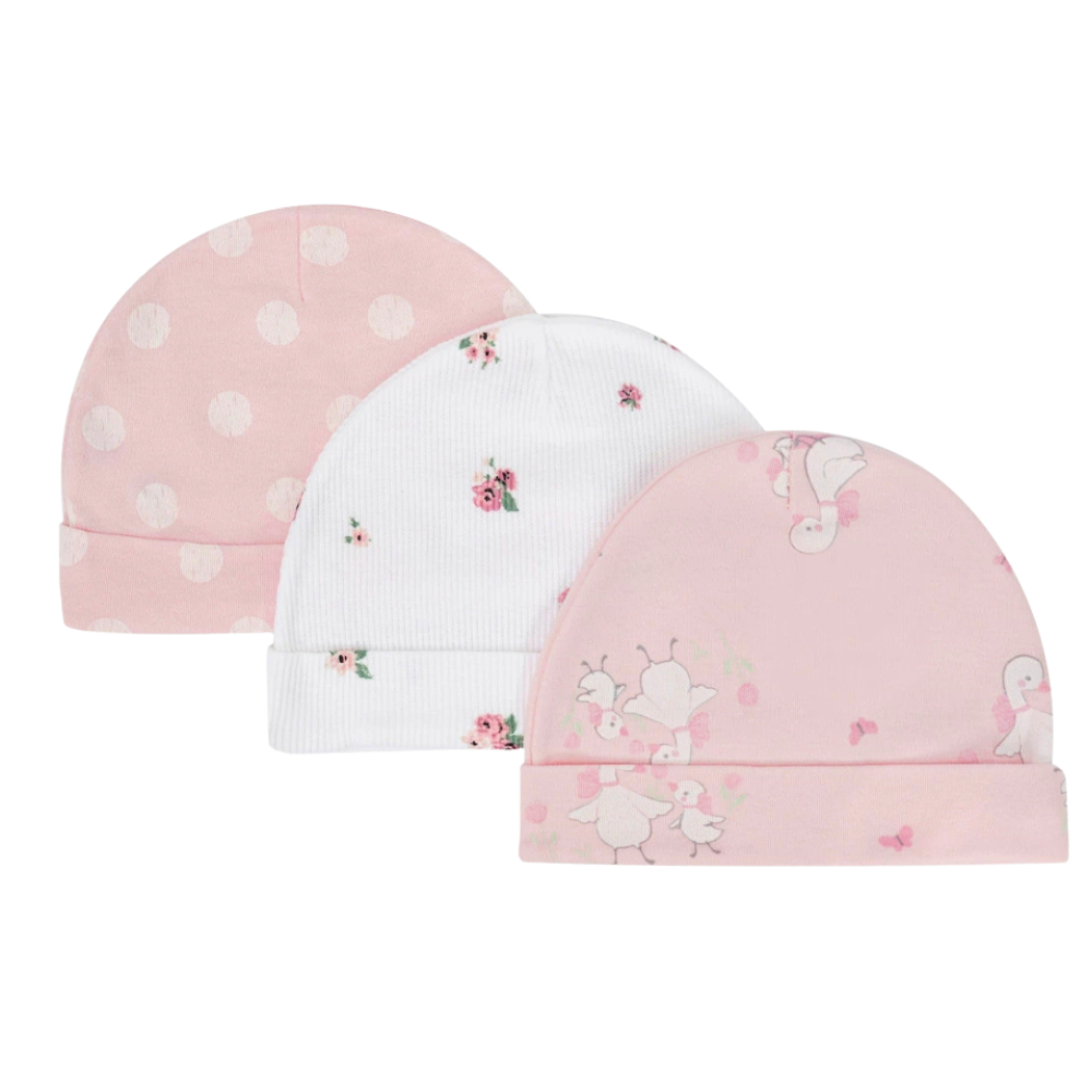Set 3 Cappellini in Cotone per Neonato Caldo e Antivento