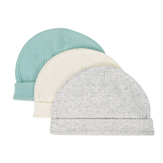 Set 3 Cappellini in Cotone per Neonato Caldo e Antivento