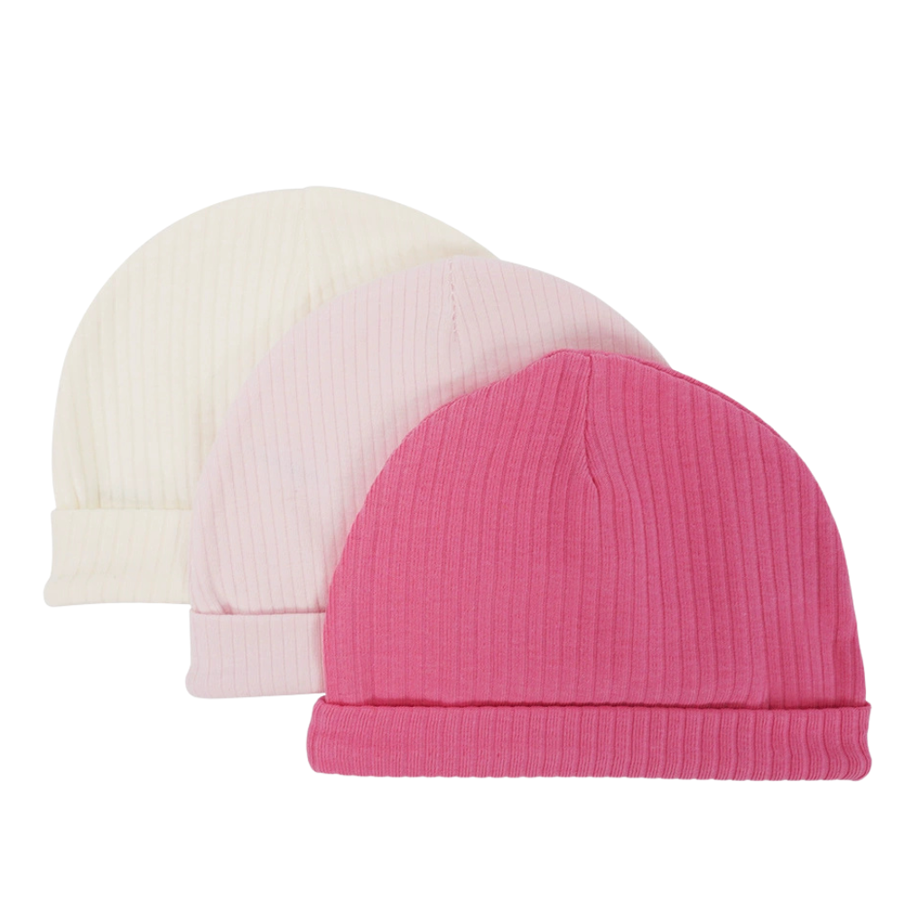 Set 3 Cappellini in Cotone per Neonato Caldo e Antivento