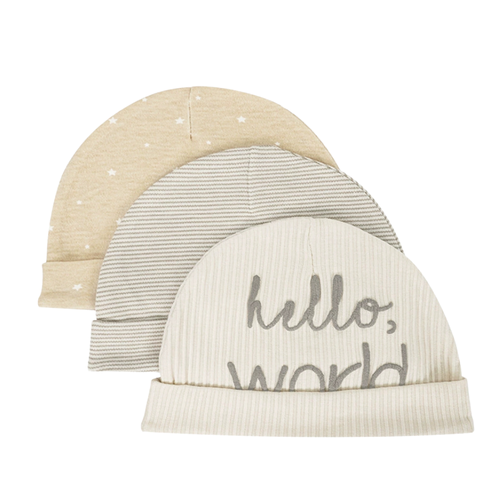 Set 3 Cappellini in Cotone per Neonato Caldo e Antivento