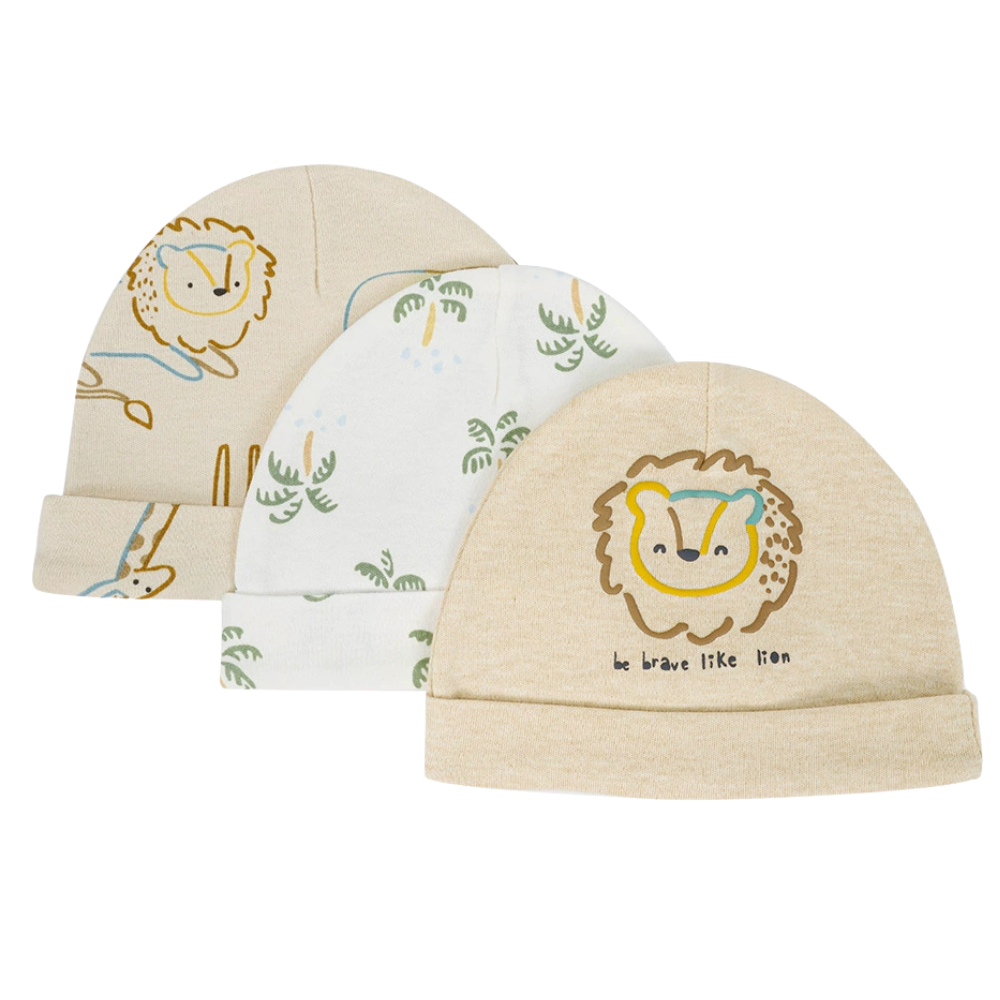 Set 3 Cappellini in Cotone per Neonato Caldo e Antivento