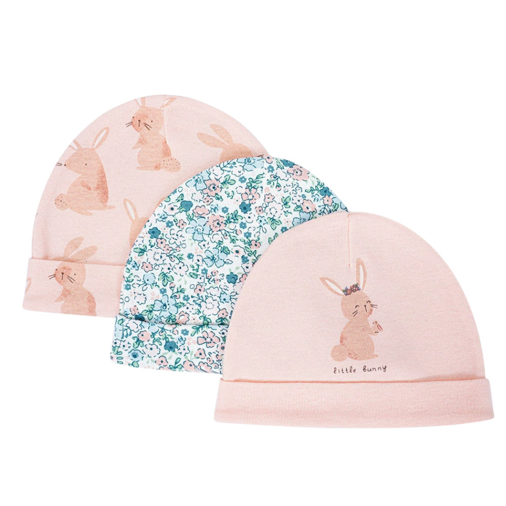 Set 3 Cappellini in Cotone per Neonato Caldo e Antivento
