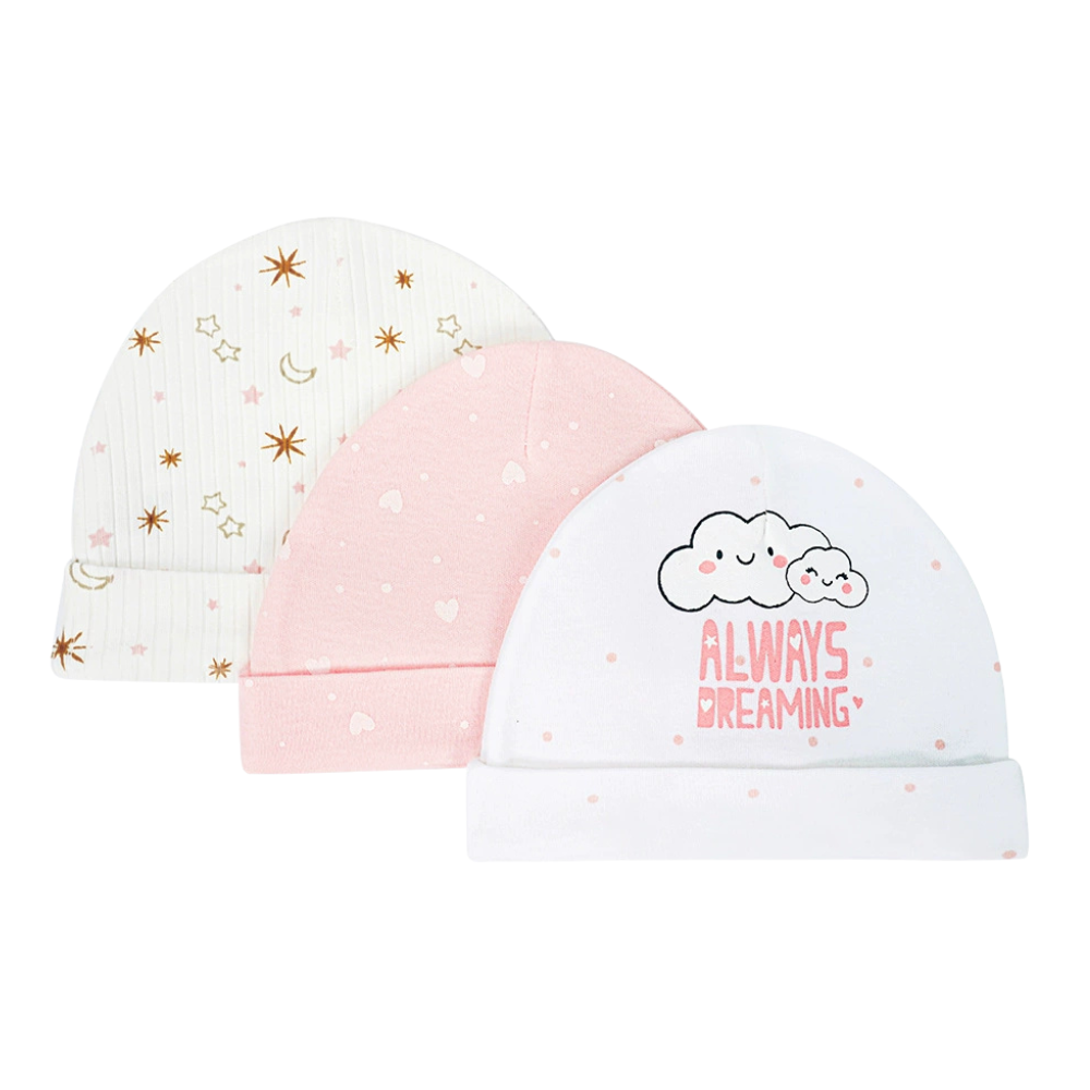 Set 3 Cappellini in Cotone per Neonato Caldo e Antivento