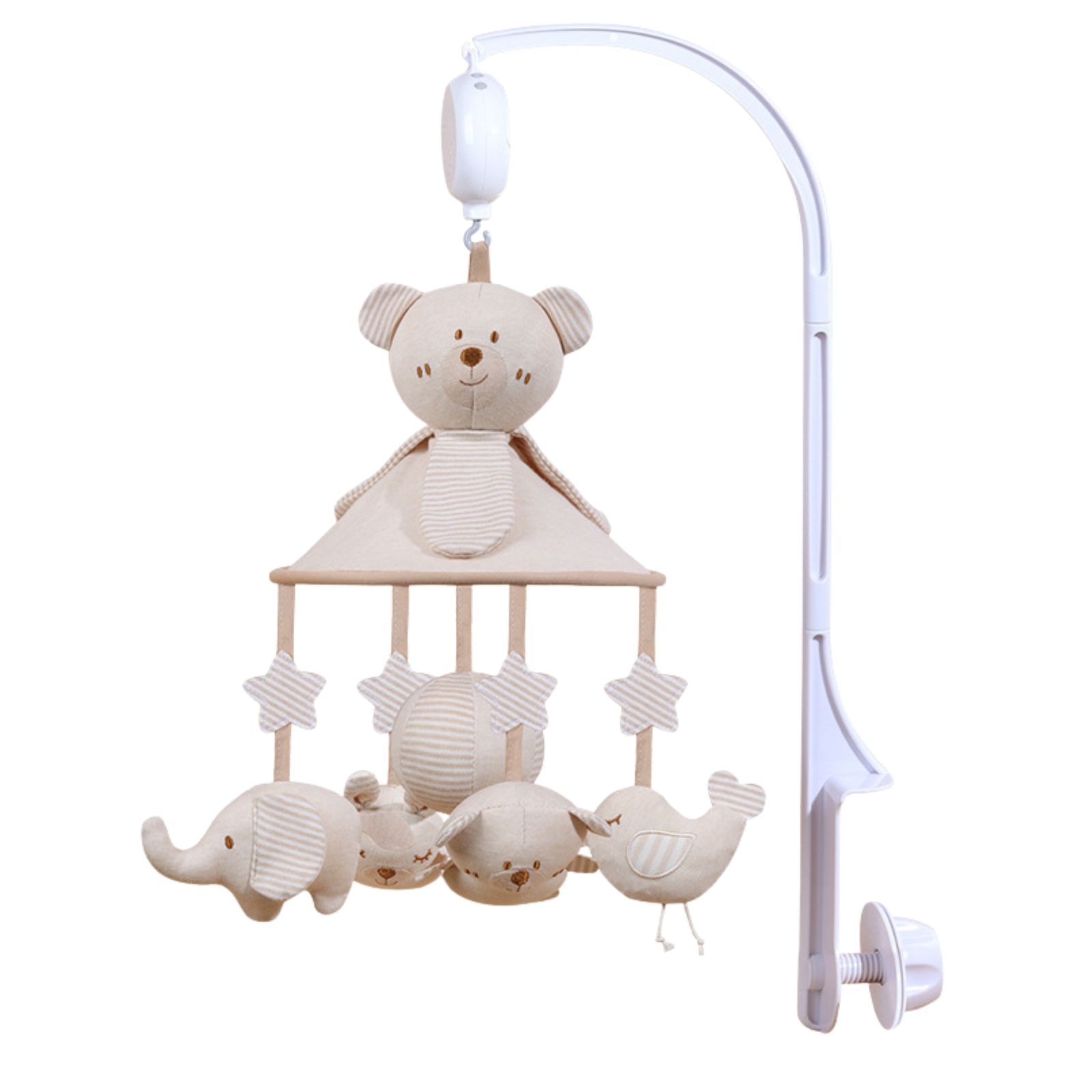 Giostrina Musicale Culla in Cotone con Orsetto e Animaletti- Supporto incluso