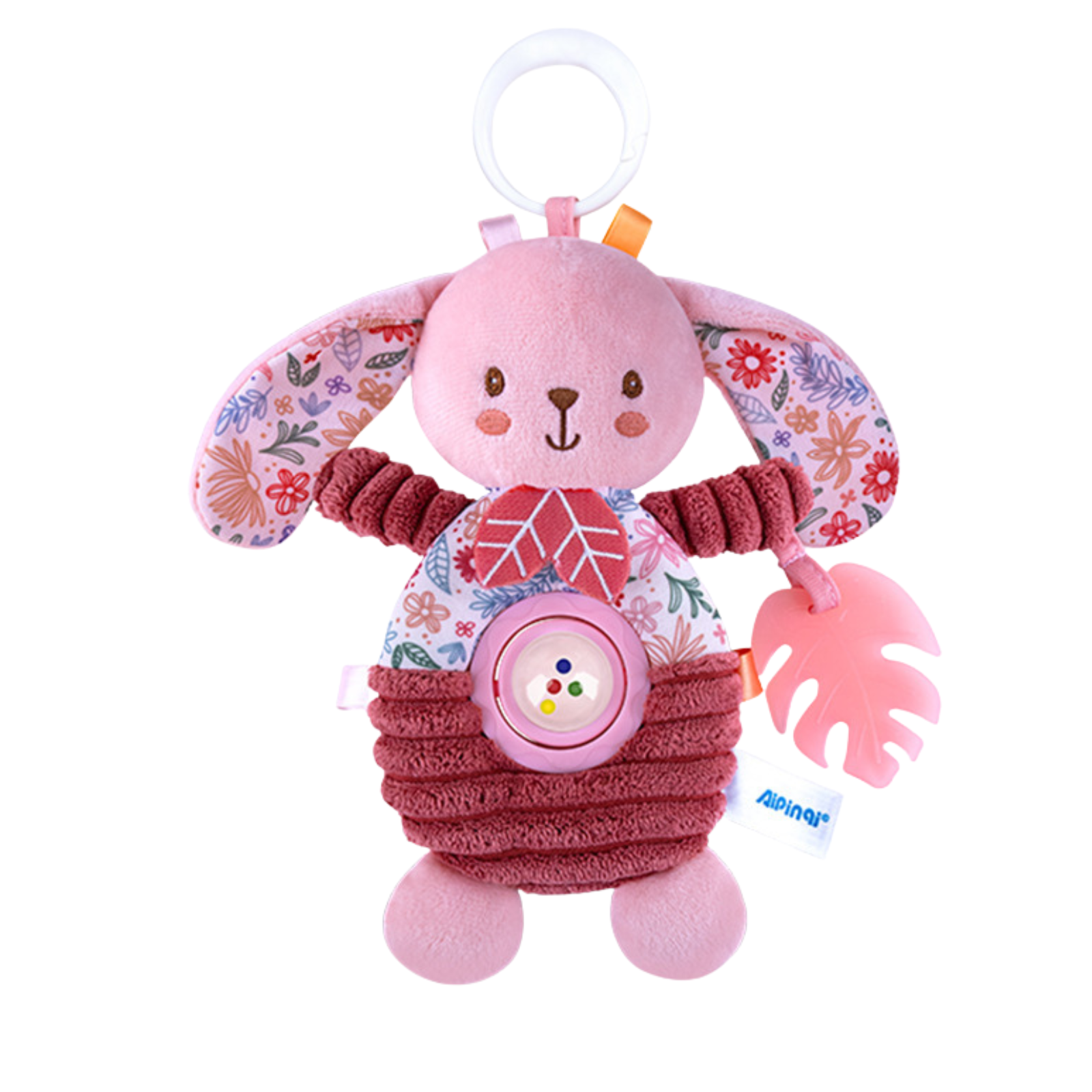 Giocattolo Sonaglino con Peluche – Coniglietto o Elefantino Rosa con Massaggiagengive